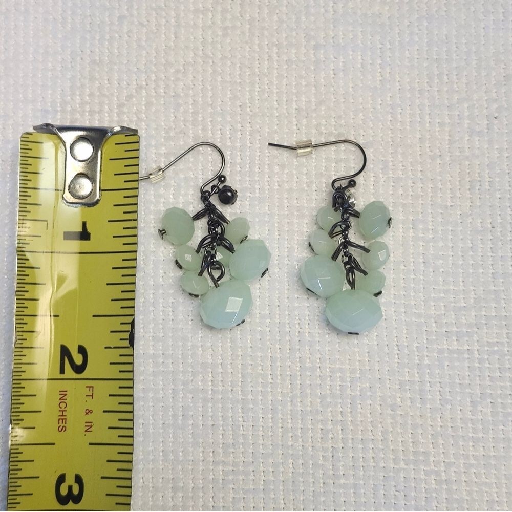 Elegant Mint Green Dangle Earrings - Picture 2 of 3